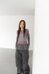 mesh frill top(3colors)