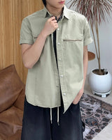 Furd-dyed zipper short-sleeve shirt