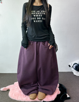Balloon Wide Collie Belt Color-Point Fleece Balloon Wide Pants 🖤💜 5COLOR