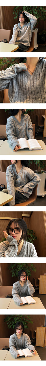 Benr loose basic twisted knitwear