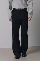 セミフレア コットンパンツ(Black)