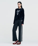 Elemental Motif Furry Knit Top _ BLACK