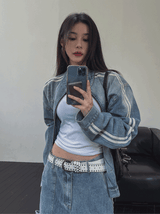 Wings Track Gradient Pinch Denim Jacket