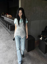 Long halter strap layered top