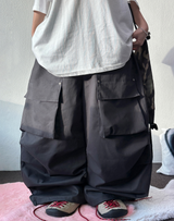 HIGH QUALITY 💛 KOREAN / STRING 🩶 FRONT CARGO PARACHUTE RIVET COTTON LONG PANTS 💛🩶🖤💚 - 4 COLORS