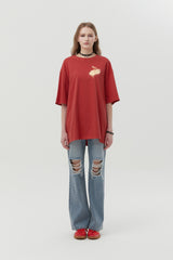 メルティングチェリーピグメントウォッシングTシャツ [RED]