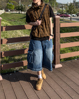 Crinkle Check Hooded Anorak Vest