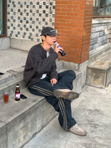 Track string denim pants