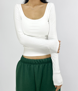 (WITH VOLUME PADS/BASIC ITEM/COMFORT & STRETCH GUARANTEED❤) 3 COLORS BASIC STRETCH SEMI-CROPPED U-NECK T-SHIRT