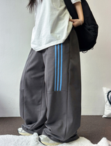 DOWN SNAP 🍩🫐 HALF TRACK 3 LINE PANTS 🍩🫐🩶🖤4COLOR