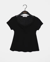 Shoker see-through Shirring Short Sleeve T-Shirt