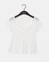 Shoker see-through Shirring Short Sleeve T-Shirt