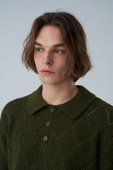 Argyle patterned short-sleeved knitwear
