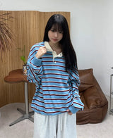 Pend Striped Collar Sweatshirt