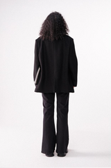 Retro two-tone high-waisted straight-leg embroidered flared jeans