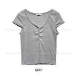 Laco Cap Sleeve Snap Button Crop Short Sleeve