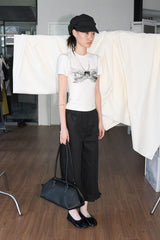 Frill Button Half Pants (Black)