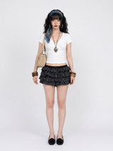 TIERED POLKA DOT RUFFLE SHORTS
