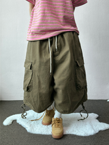 Down Loaf Two-Style Pigment Balloon Cargo Bermuda Shorts 3color