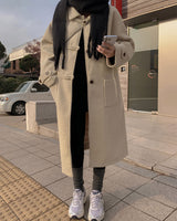Wool buckle long coat
