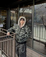 Night camo raccoon fur hood padding