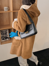 キャメルボアフードダッフルマスタングコート