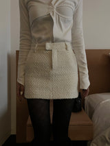 Classic boucle tweed H-line miniskirt (2 colors)