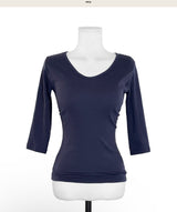 [ md pick / basic ] adore v glam shirring 3/4 sleeve top