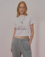 ハートラビットクロップTシャツ-WHITE