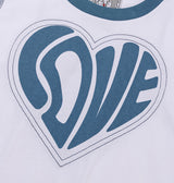 ハートカッティングクロップTシャツ（青