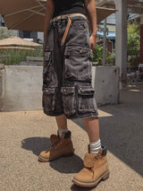 Super Pocket Cargo Half Denim Pants