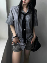 26SS★ [ MADE / Tie Set ] シルクストライプクラシックシャツ半袖バージョン