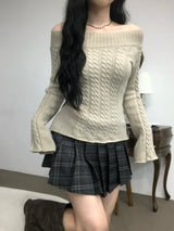 Off-Shoulder Cable Sweater