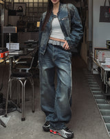 オーシャンウォッシングサイドカットデニムパンツ