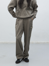 stitch cargo sweat pants - grey         