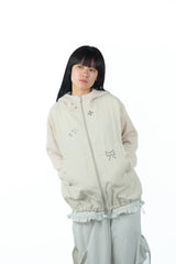 studs nylon knitzip hoodie(white)