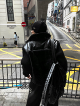 Fur leather winter mustang + deep black knit