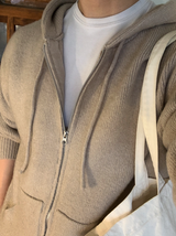 [Set-up]Risquare Two-Way Oversized Fit Hooded Zip-Up Knitwear 