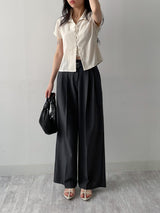 Yoru Pintuck Cap Sleeve Blouse