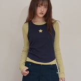 スターカットアウトトップセットレイヤードTシャツ