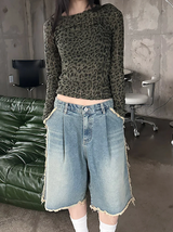 シースルーレオパードスリムニットスリーブ(3color)