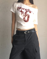 エピークラックプリントオフショルダーショートスリーブTシャツ