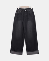 Rihen Roll-Up Wide Denim Pants