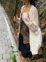 Fine Summer Linen V-Neck Loose-Fit Cardigan
