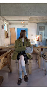 Olive Mo'Hair Boxy Fit Warm Jacket