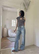 TWIST HOLE HALF TEE (4color)