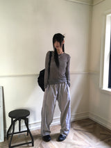 ペリンナイロンレースカラーコンビ2WAYロングワイドジョガーパンツ