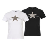 Leopard Star Rhinestone Slim Fit Tee
