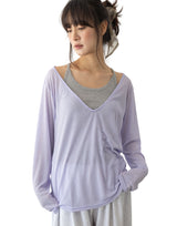 Dibo Deep V-Neck Long Sleeve Tee
