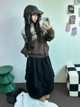 ミンク🖤リベットパラシュートコーデュロイロングパンツ🩶🖤2カラー